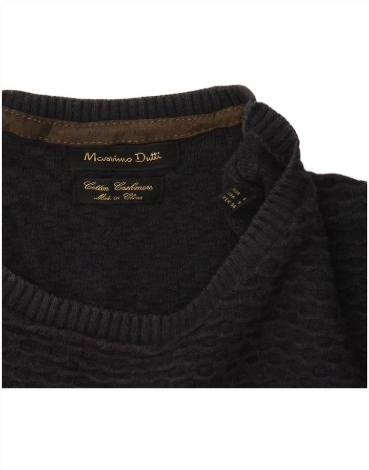 Massimo Dutti Mens Crew Neck Jumper Sweater Small Navy Blue Cotton