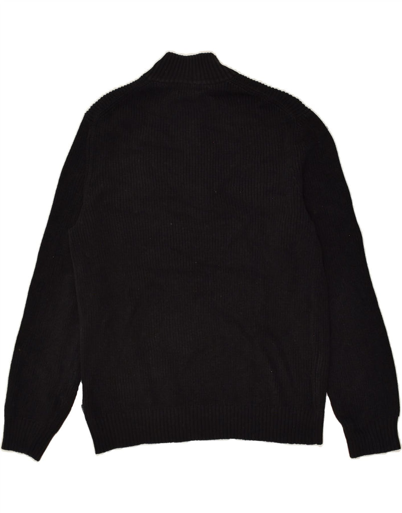 CALVIN KLEIN Mens Tall Zip Neck Jumper Sweater XL Black Cotton | Vintage Calvin Klein | Thrift | Second-Hand Calvin Klein | Used Clothing | Messina Hembry 