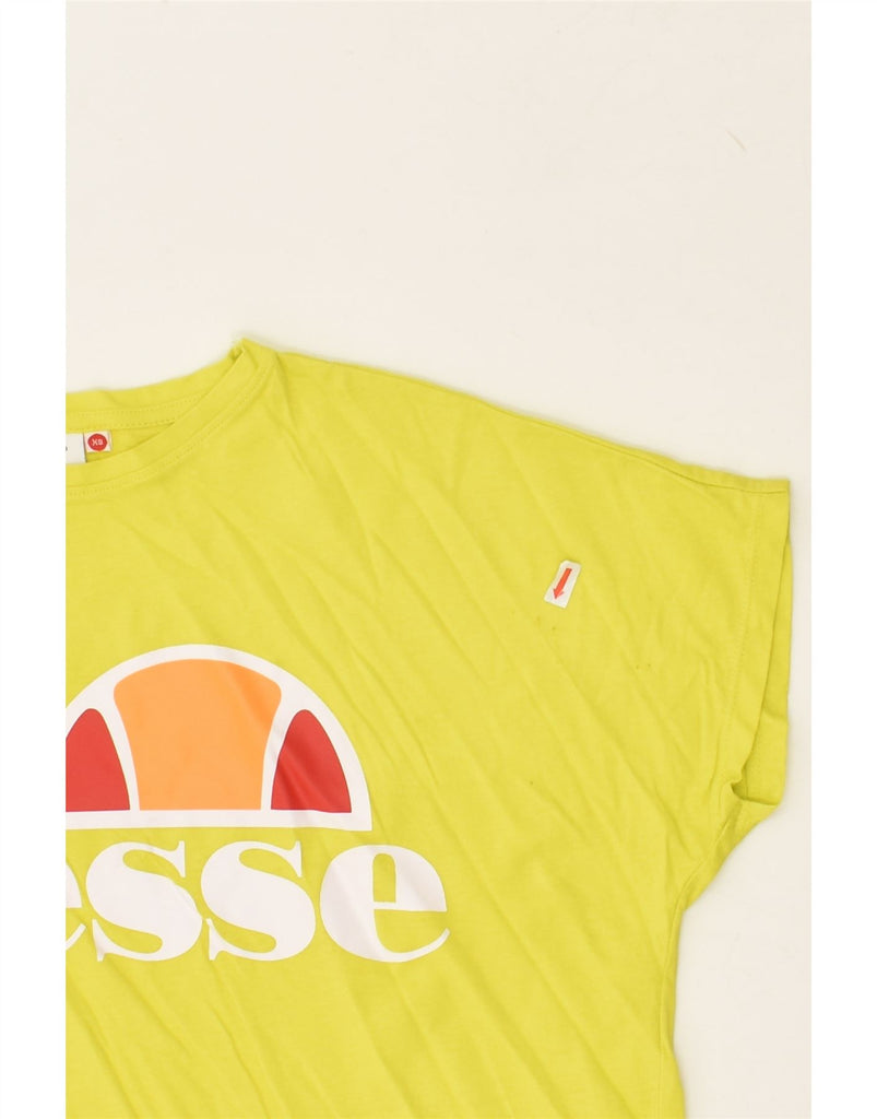 ELLESSE Womens Crop Graphic T-Shirt Top UK 6 XS Yellow Cotton | Vintage Ellesse | Thrift | Second-Hand Ellesse | Used Clothing | Messina Hembry 