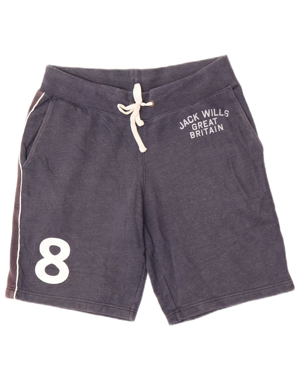 Jack Wills Mens Graphic Sport Shorts Medium Navy Blue Flecked Cotton