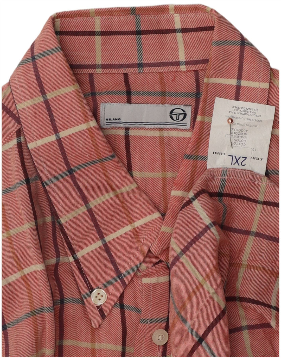 Sergio Tacchini Mens Shirt 2XL Pink Check Cotton