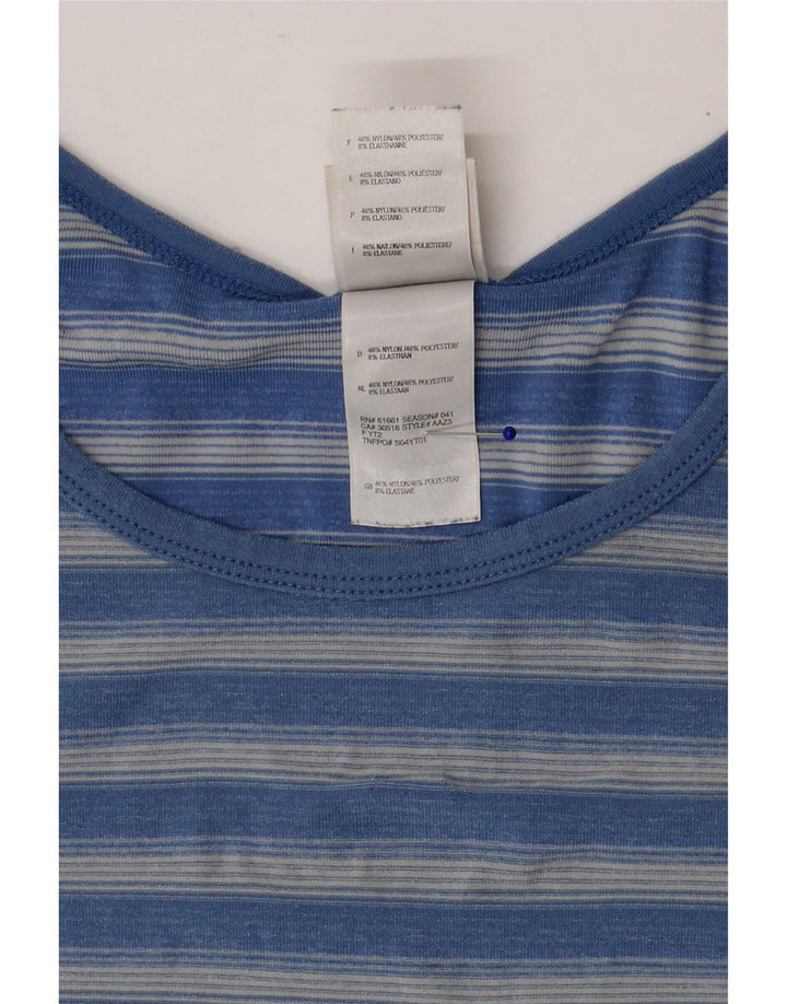 The North Face Womens T-Shirt Top UK 16 Large Blue Striped Polyester