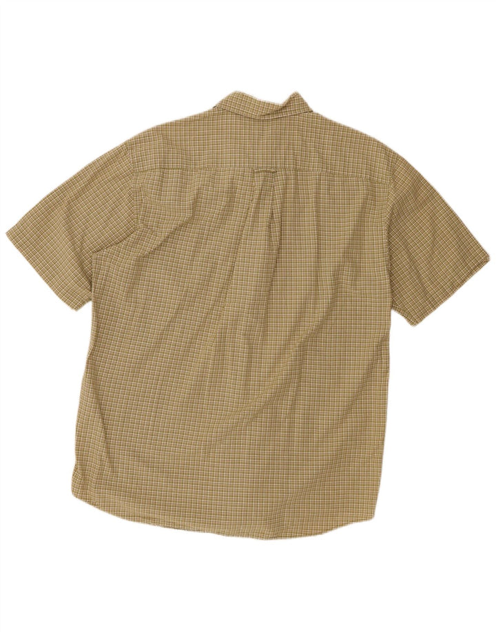 EDDIE BAUER Mens Short Sleeve Shirt Medium Khaki Check Cotton
