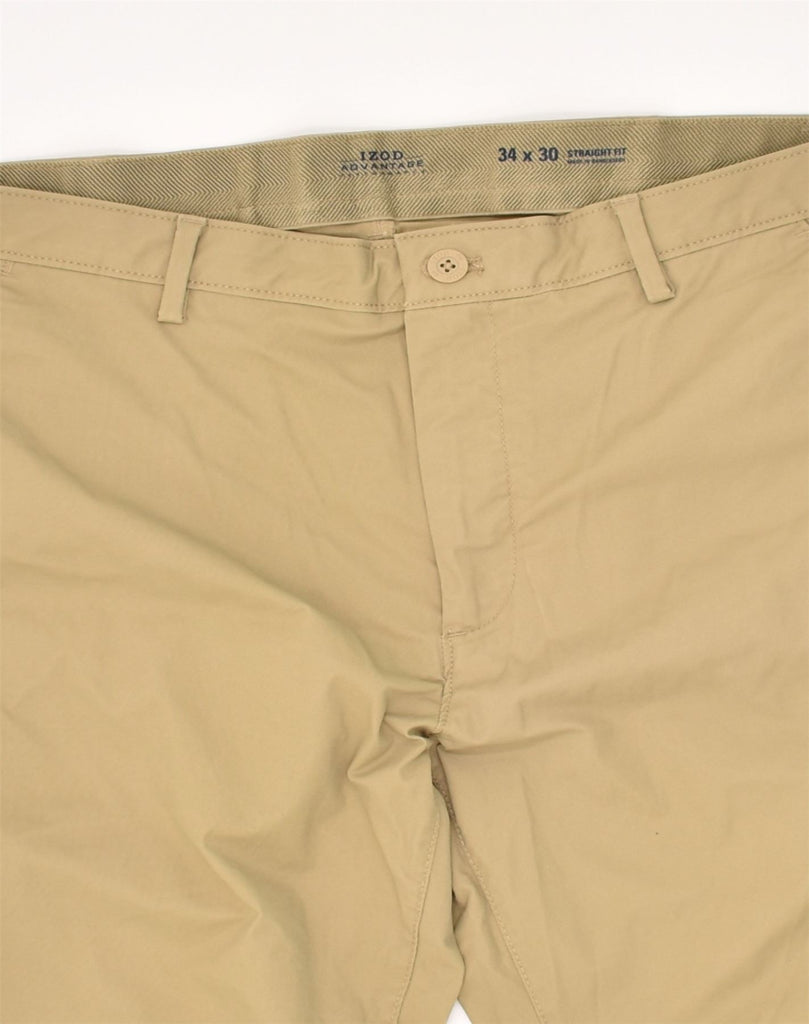 IZOD Mens Straight Fit Straight Chino Trousers W34 L30  Beige Cotton | Vintage Izod | Thrift | Second-Hand Izod | Used Clothing | Messina Hembry 