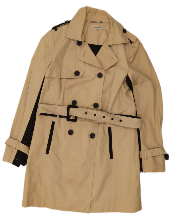 Laura Ashley Womens Trench Coat UK 8 Small Beige Colourblock Cotton