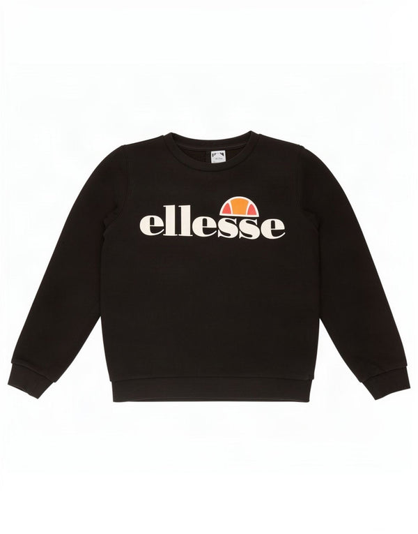 Ellesse Girls Graphic Sweatshirt Jumper 12-13 Years Black Cotton