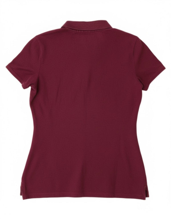 Tommy Hilfiger Womens Polo Shirt UK 12 Medium Burgundy Cotton