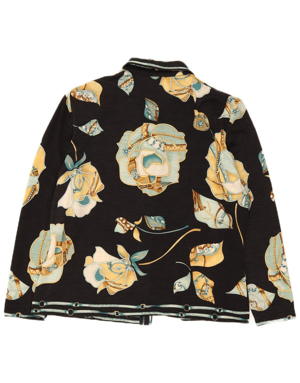 Botto Womens Cardigan Sweater IT 50 XL Black Floral Wool