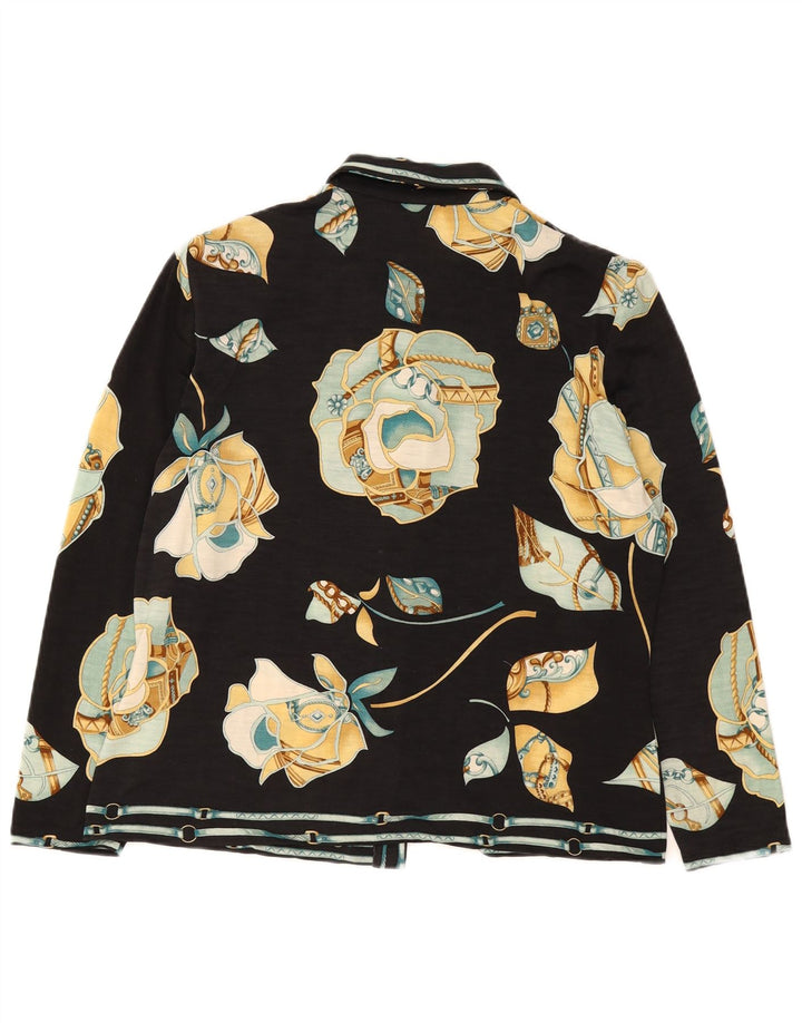 Botto Womens Cardigan Sweater IT 50 XL Black Floral Wool