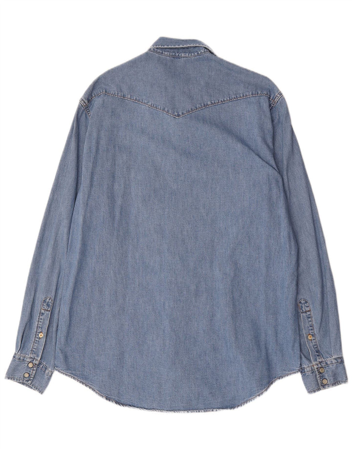 SISLEY Mens Denim Shirt 2XL Blue Cotton