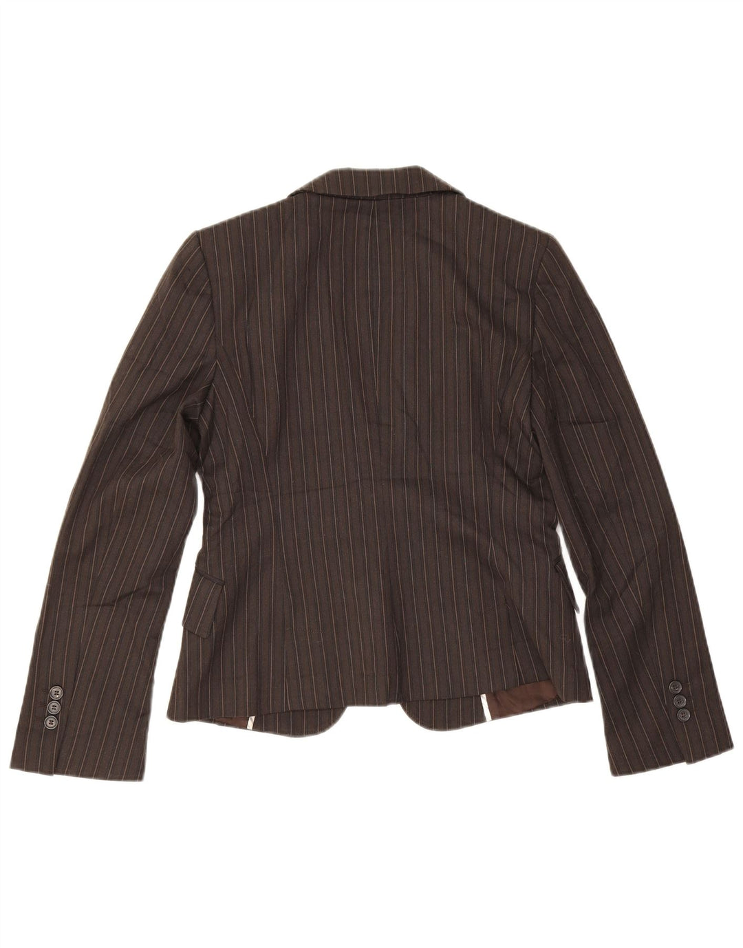 Zara Womens 1 Button Blazer Jacket EU 38 Small Brown Pinstripe Polyester