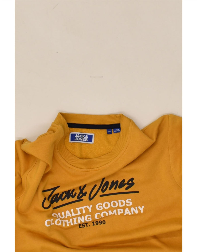 JACK & JONES Boys Graphic Hoodie Jumper 13-14 Years Yellow Cotton | Vintage Jack & Jones | Thrift | Second-Hand Jack & Jones | Used Clothing | Messina Hembry 