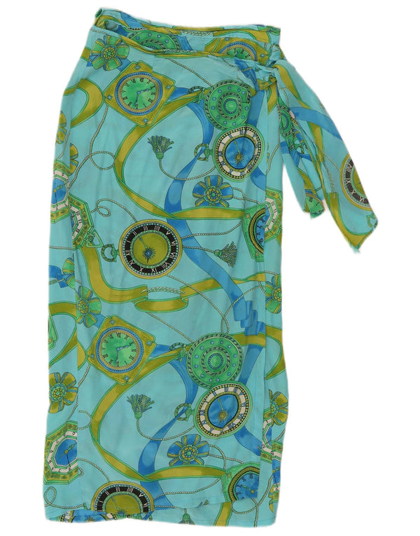 Vintage Womens Abstract Pattern Wrap Skirt W32 Large Blue