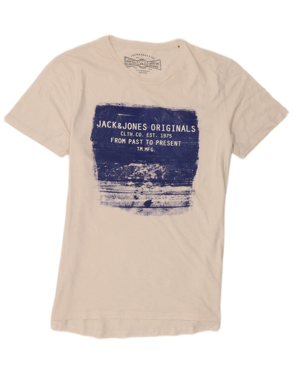 Jack & Jones Mens Graphic T-Shirt Top XL White Cotton