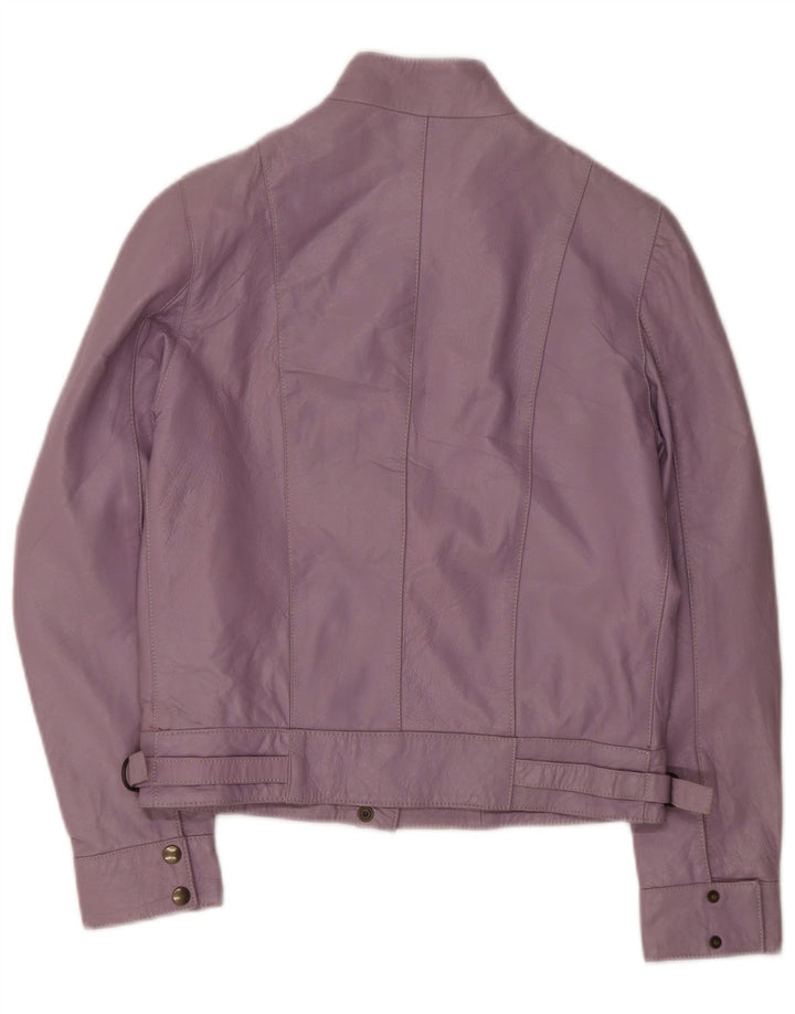 Vintage Womens Bomber Leather Jacket IT 42 Medium Purple Leather