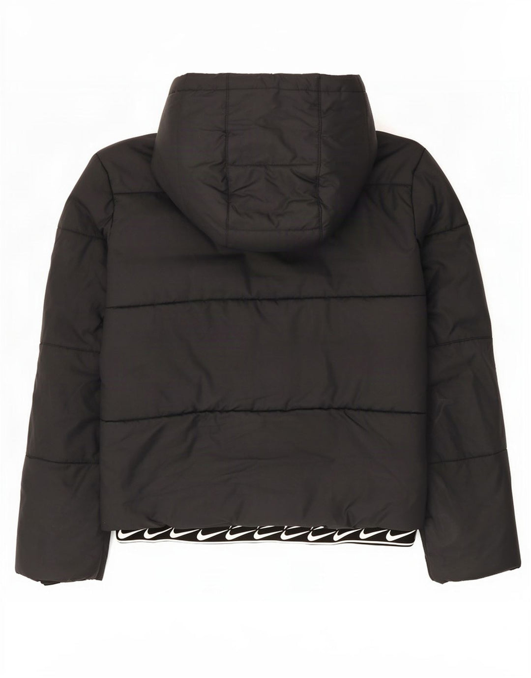 Nike Womens Graphic Hooded Padded Jacket UK 6 XS Black Polyester