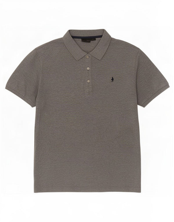 Marlboro Classics Mens Polo Shirt Large Grey Flecked Cotton
