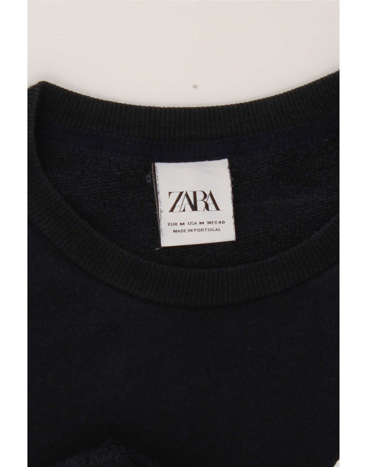Zara Mens Graphic Sweatshirt Jumper Medium Navy Blue