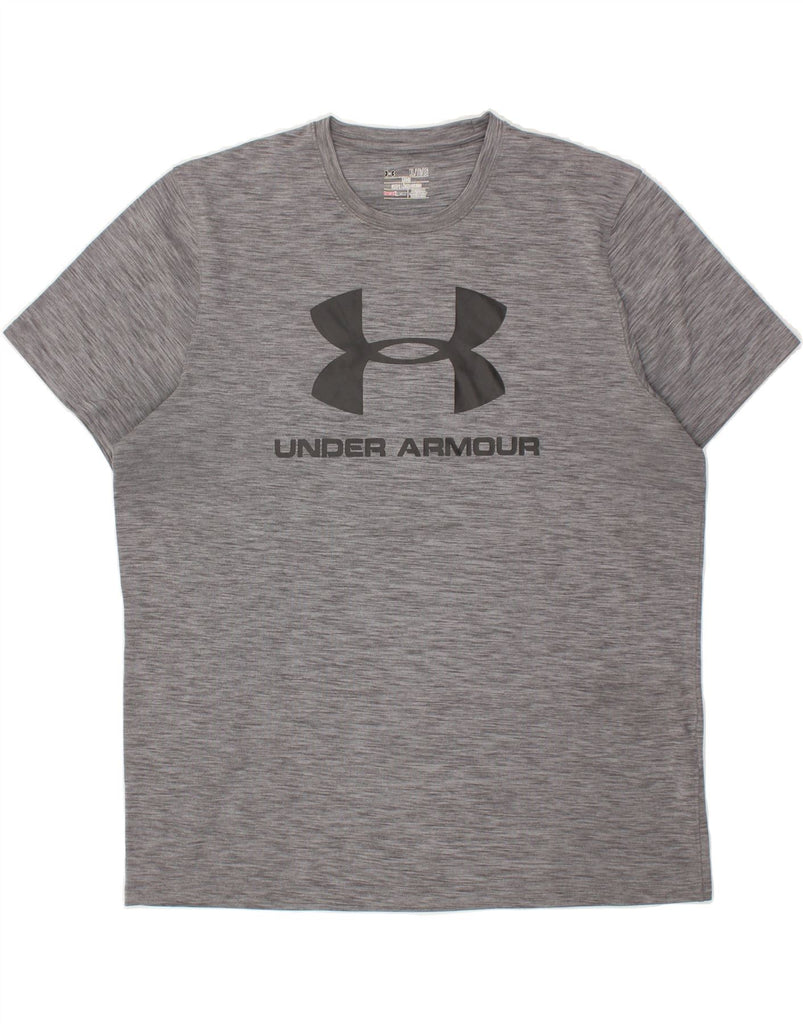 UNDER ARMOUR Mens Heat Gear Graphic T-Shirt Top XL Grey Flecked | Vintage Under Armour | Thrift | Second-Hand Under Armour | Used Clothing | Messina Hembry 