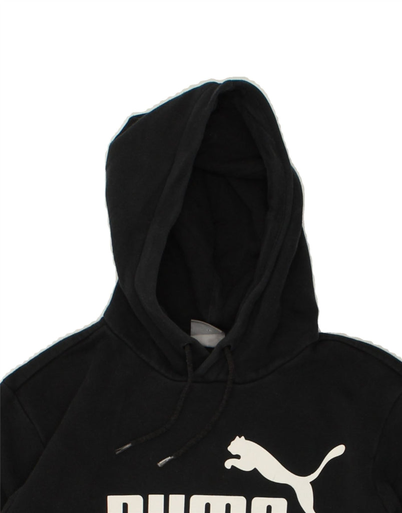 PUMA Mens Graphic Hoodie Jumper Small Black Cotton | Vintage Puma | Thrift | Second-Hand Puma | Used Clothing | Messina Hembry 