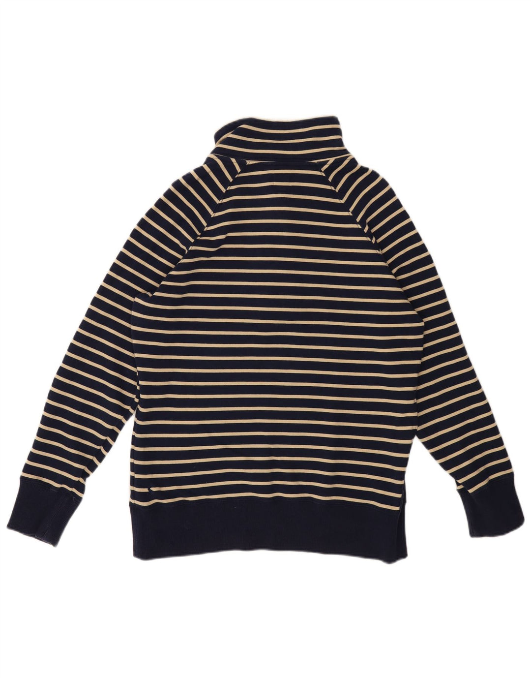 JOULES Womens Button Neck Sweatshirt Jumper UK 14 Large Navy Blue Striped