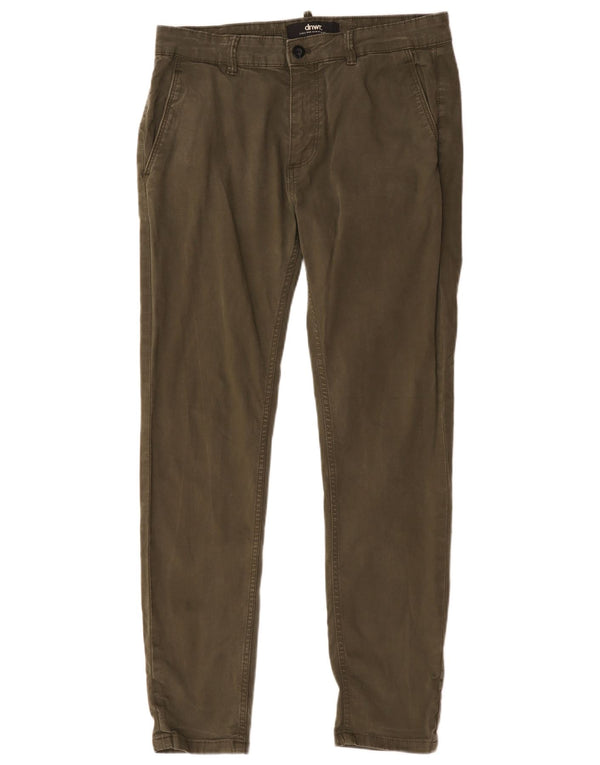Zara Mens Slim Chino Trousers EU 42 Large W32 L30 Khaki