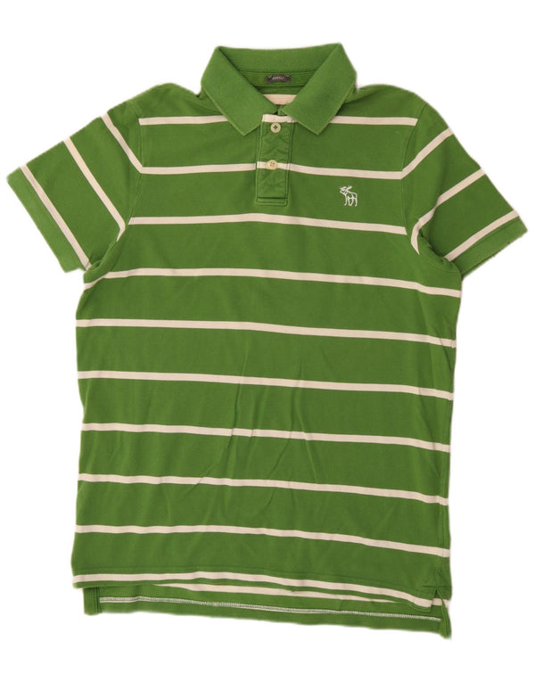 Abercrombie & Fitch Mens Muscle Rugby Polo Shirt XL Green Striped Cotton