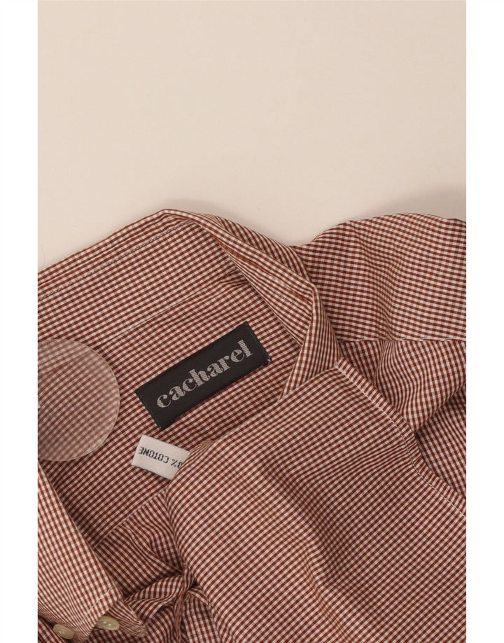 Cacharel Mens Shirt Size 16 Large Red Gingham Cotton