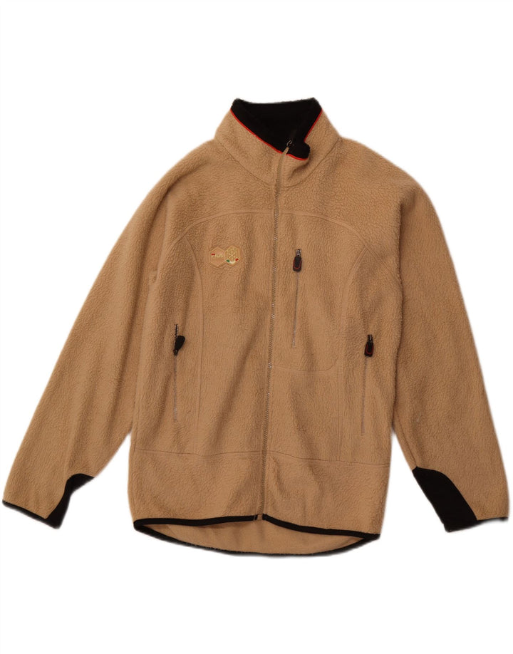 FILA Womens Fleece Jacket UK 38 Medium Beige Polyester