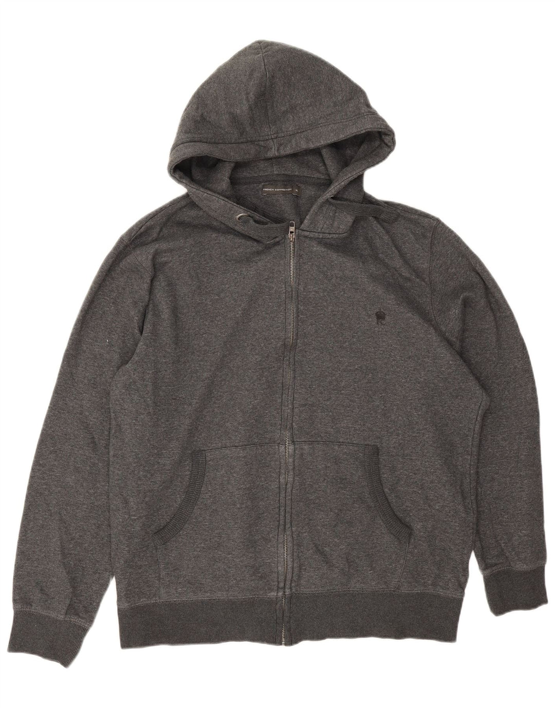 French Connection Mens Zip Hoodie Sweater XL Grey Cotton