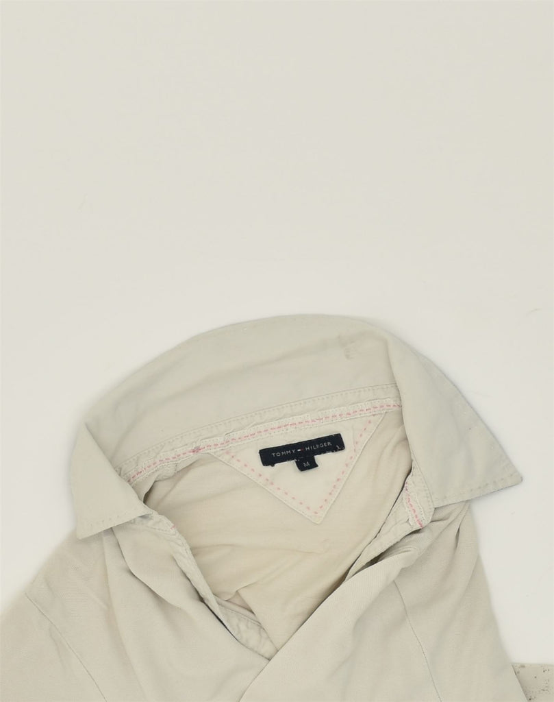 TOMMY HILFIGER Womens Polo Shirt UK 12 Medium Beige Cotton | Vintage Tommy Hilfiger | Thrift | Second-Hand Tommy Hilfiger | Used Clothing | Messina Hembry 