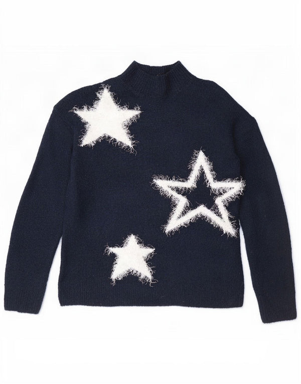Marks & Spencer Womens Turtle Neck Jumper Sweater UK 10 Small Navy Blue