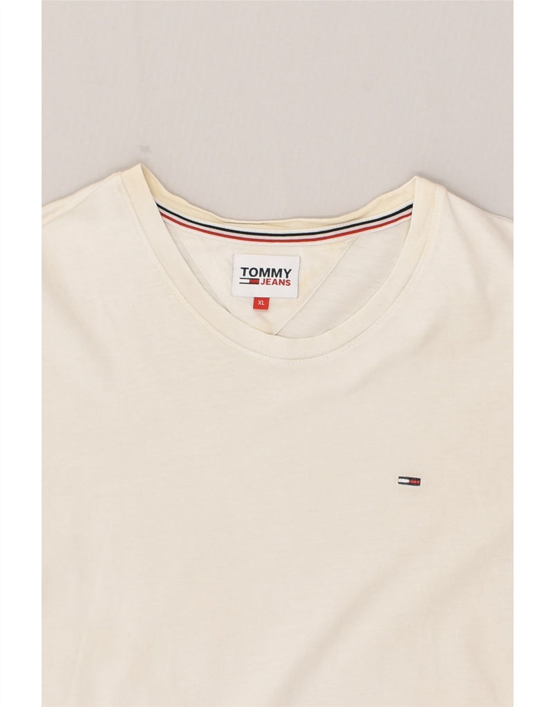 TOMMY HILFIGER Mens Slim T-Shirt Top XL White Cotton | Vintage Tommy Hilfiger | Thrift | Second-Hand Tommy Hilfiger | Used Clothing | Messina Hembry 