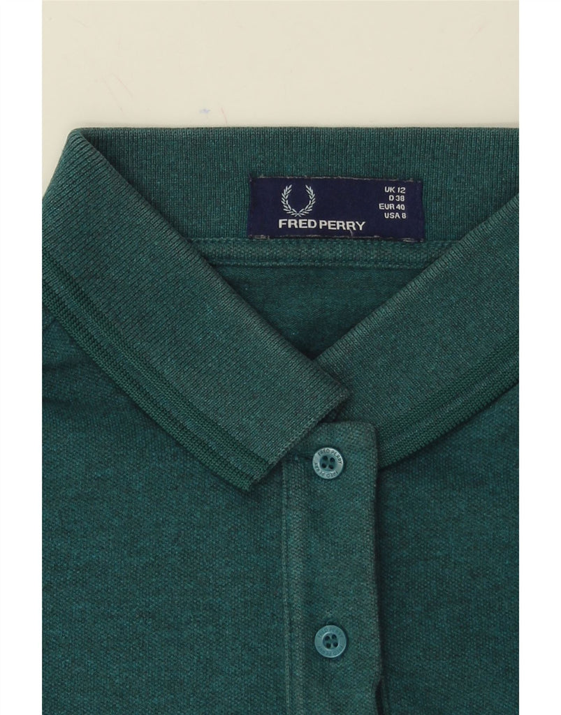 FRED PERRY Womens Crop Polo Shirt UK 12 Medium  Green Vintage Fred Perry and Second-Hand Fred Perry from Messina Hembry 