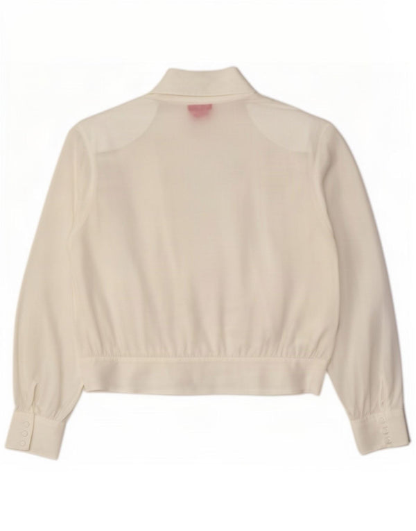 Vintage Womens Crop Shirt Blouse IT 48 XL White Polyester