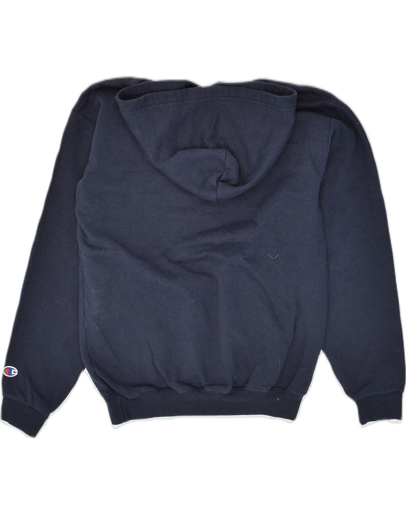 CHAMPION Womens Graphic Hoodie Jumper UK 14 Large Navy Blue Cotton | Vintage Champion | Thrift | Second-Hand Champion | Used Clothing | Messina Hembry 