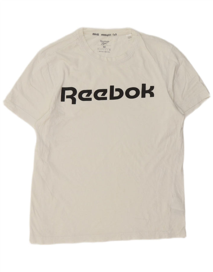 Reebok Mens Graphic T-Shirt Top Medium White Cotton