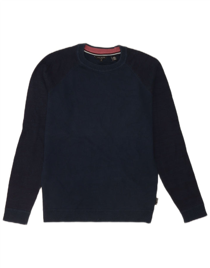 Ted Baker Mens Crew Neck Jumper Sweater Size 2 Small Navy Blue