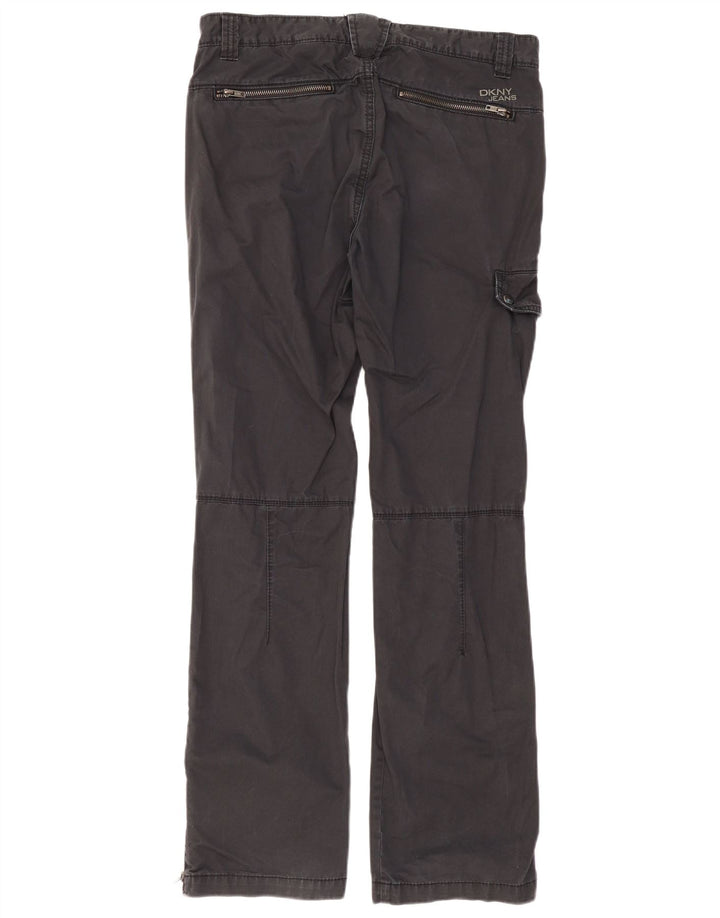 Dkny Mens Straight Cargo Trousers W32 L32 Black Cotton