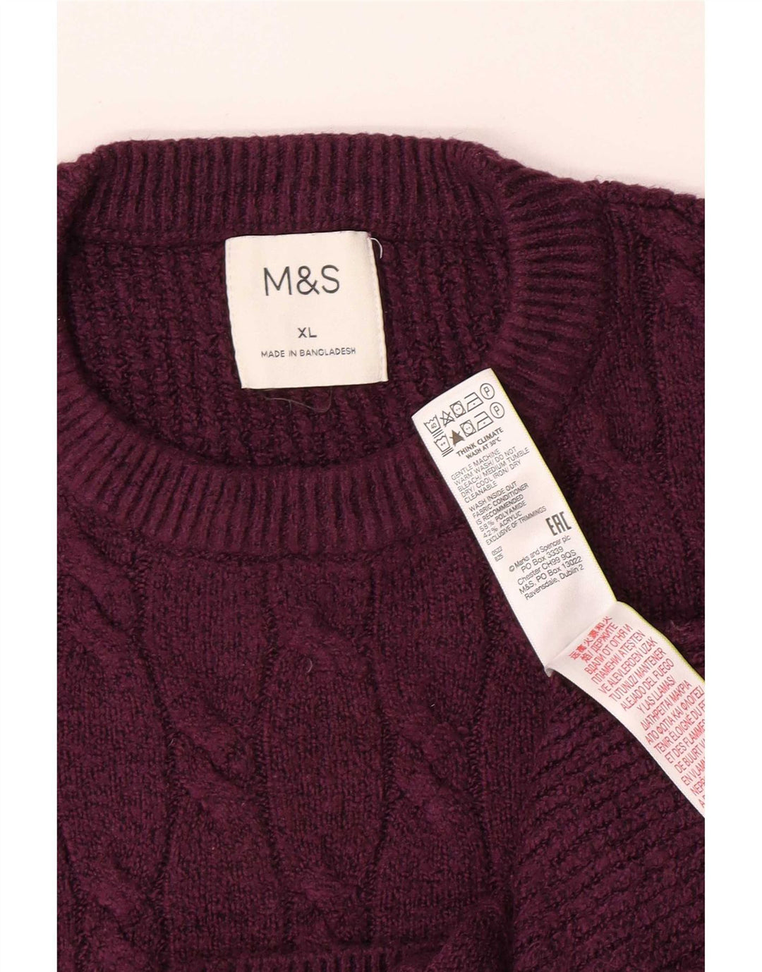 Marks & Spencer Mens Crew Neck Jumper Sweater XL Purple Polyamide