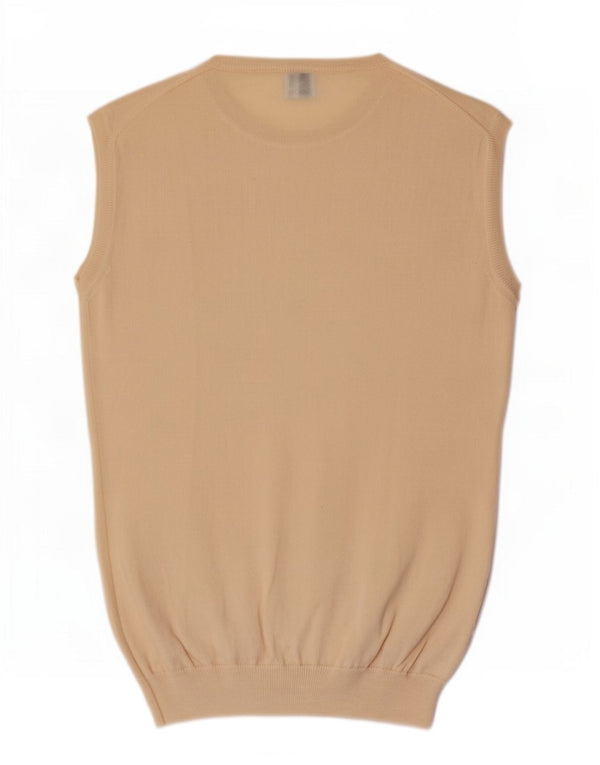 Trussardi Womens Vest Tank Top UK 12 Medium Yellow Merino Wool
