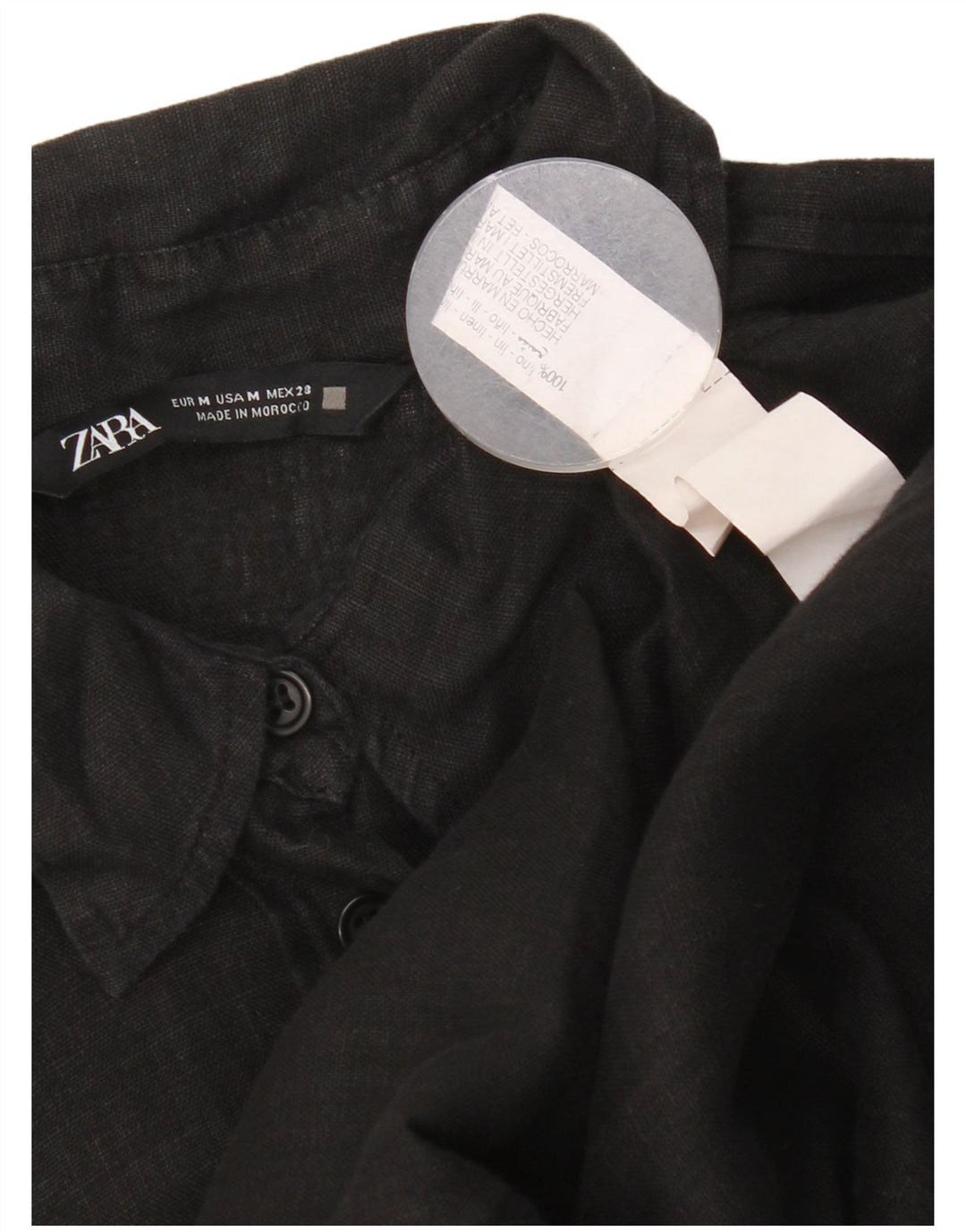 Zara Womens Oversized Shirt UK 14 Medium Black Linen