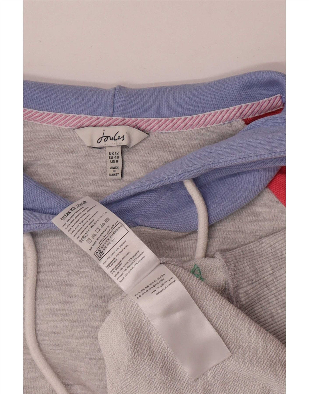 Joules Womens Hoodie Jumper UK 12 Medium Multicoloured Colourblock