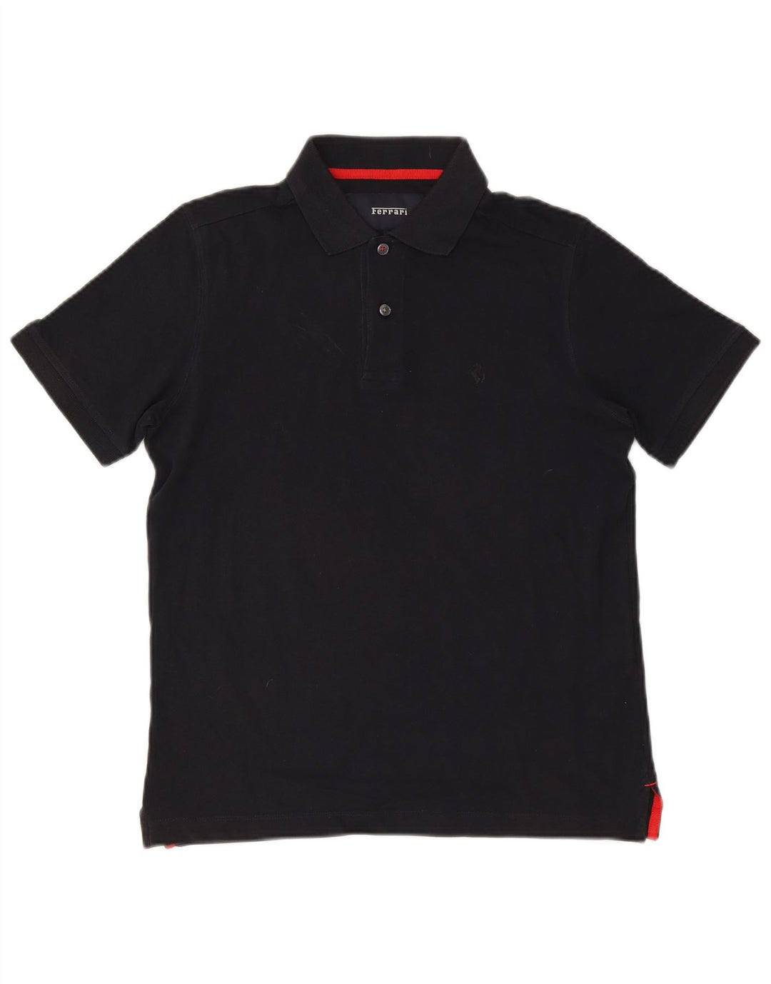 Ferrari Mens Graphic Polo Shirt Small Navy Blue Cotton