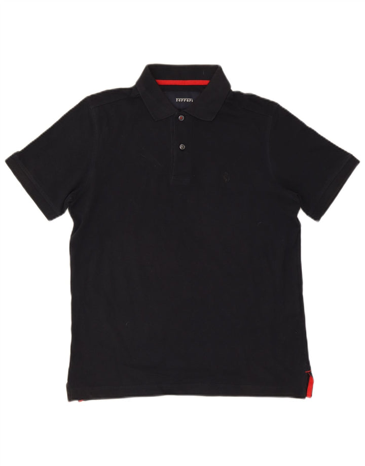 Ferrari Mens Graphic Polo Shirt Small Navy Blue Cotton