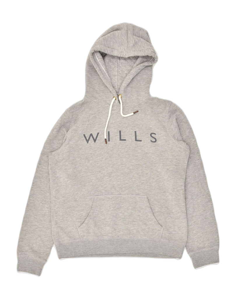 JACK WILLS Womens Graphic Hoodie Jumper UK 14 Large  Grey Cotton | Vintage Jack Wills | Thrift | Second-Hand Jack Wills | Used Clothing | Messina Hembry 