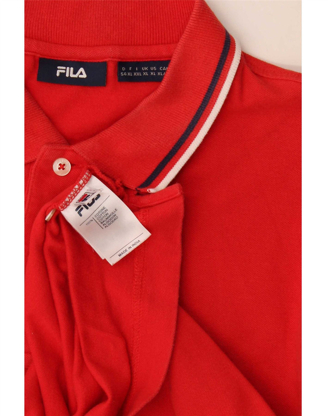 Fila Mens Polo Shirt XL Red Striped Cotton