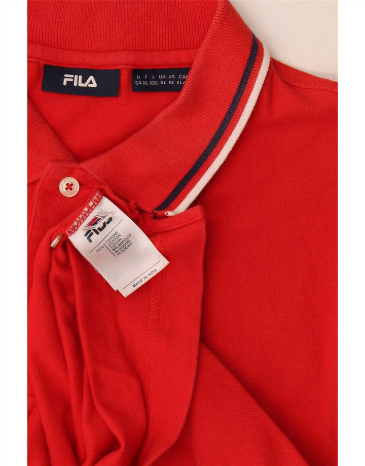 Fila Mens Polo Shirt XL Red Striped Cotton