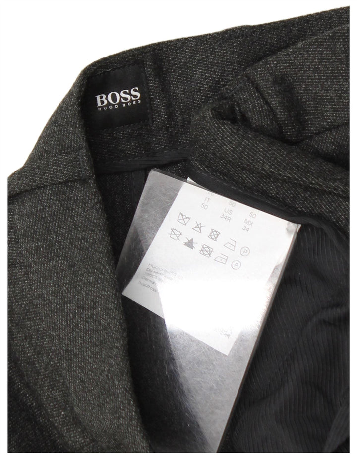 Hugo Boss Mens Slim Chino Trousers EU 50 Large W34 L32 Grey Polyester