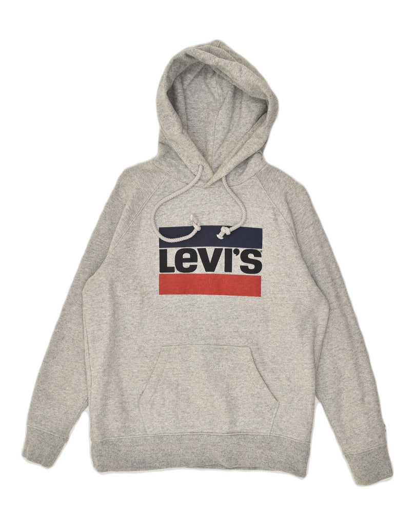 LEVI'S Womens Graphic Hoodie Jumper UK 14 Medium Grey Cotton | Vintage Levi's | Thrift | Second-Hand Levi's | Used Clothing | Messina Hembry 